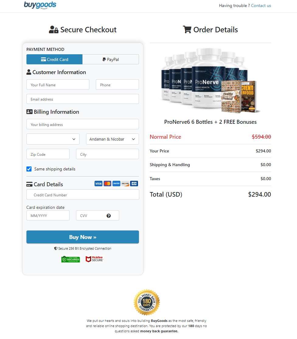 ProNerve6 Secure Order Form